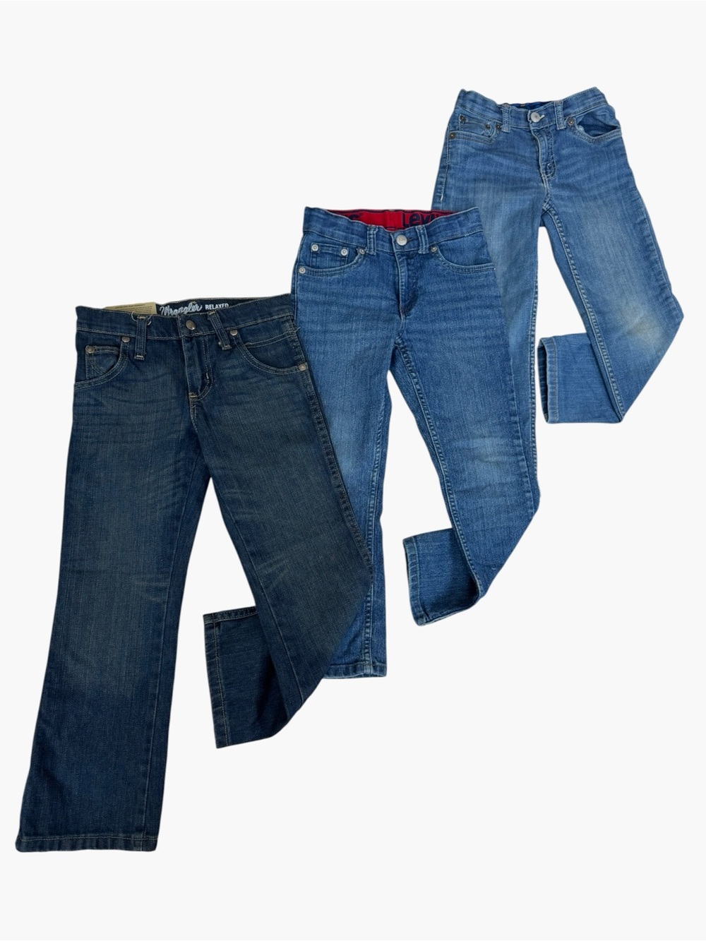3-Pair Kids Premium Jeans Bundle lot Size 6. Levy’s and Wrangler NWT Fall Winter